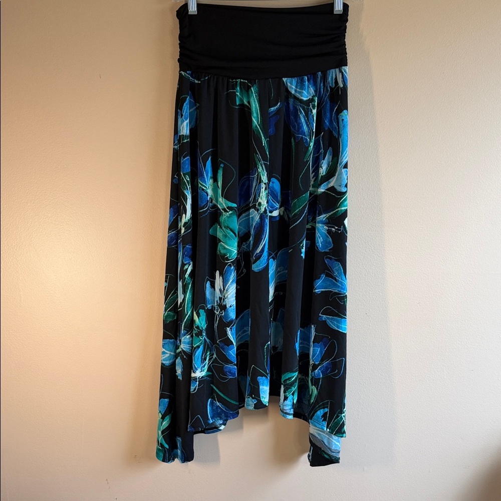 Apt. 9 Black High-Low Skirt with Blue & Teal Floral Print - Picture 6 of 6